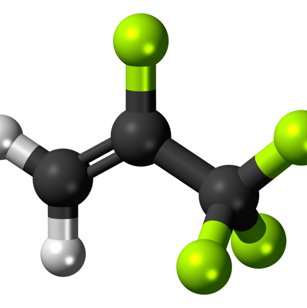 2,3,3,3-Tetrafluoropropene-3D-balls